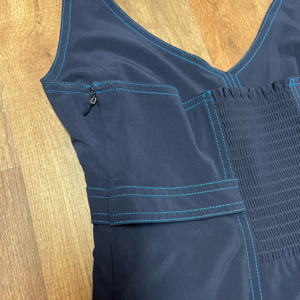 Athleta Navy Blue Halter Dress Size 8 Contrast Stitch A-Line Athletic Casual EUC - Picture 5 of 7
